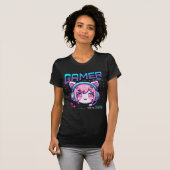 T-Shirt Chat Fille Gamer (Devant entier)