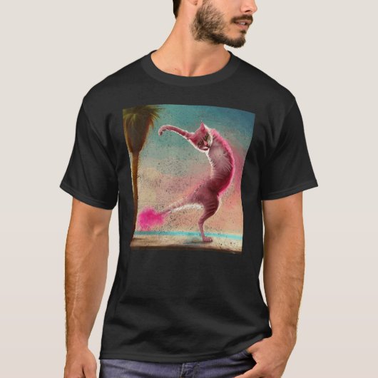 T-shirt Chat Flamant Dabbing Danse (Devant)
