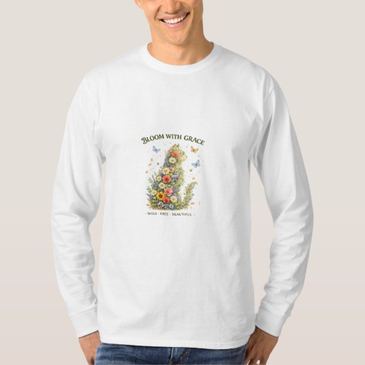 T-Shirt Chat Fleur Bloom With Grace | (Devant)