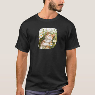T-shirt Chat fleuri dans la prairie de pâquerettes pour un