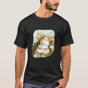 T-shirt Chat fleuri dans une prairie de pâquerettes pour u