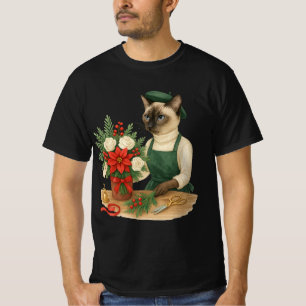 T-shirt Chat fleuriste arranger des fleurs pour Noël