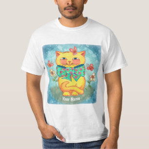 T-shirt Chat Fleurs Jaunes