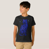 T-shirt Chat Fleurs Lune Étoiles (Devant entier)