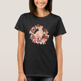 T-shirt Chat Fleurs Papillons Chat