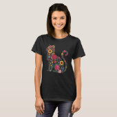 T-shirt chat fleurs sauvages (Devant entier)