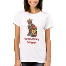 T-Shirt Chat Floral | Dessin de Chat Fleur Mignon