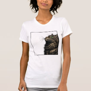 T-shirt Chat Fluffy Majestueux Portrait Yeux Verts