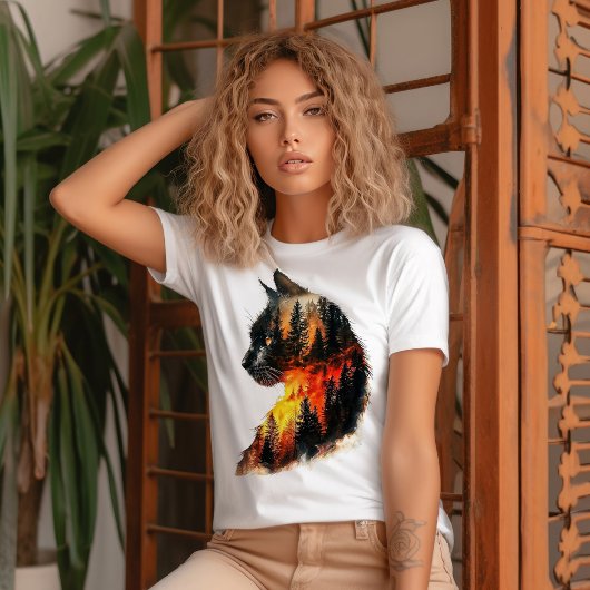 T-shirt Chat & Forêt Double exposition
