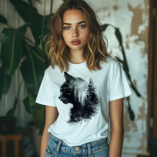 T-shirt Chat & Forêt Double exposition
