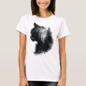 T-shirt Chat & Forêt Double exposition (Devant)