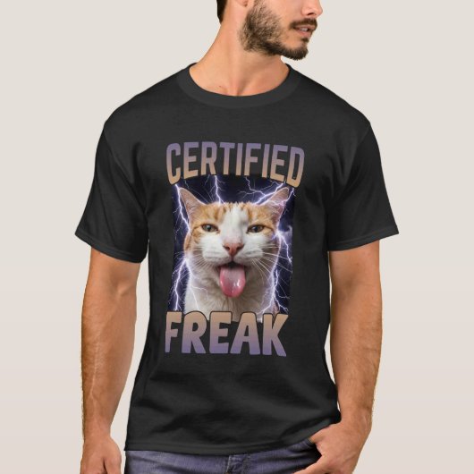 T-shirt Chat Fou Crédité Mème Drôle et Maudit (Devant)