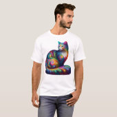 T-shirt Chat fractal - Art Feline Psychédélique (Devant entier)