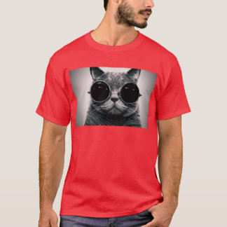 T-shirt chat frais en verre de steampunk