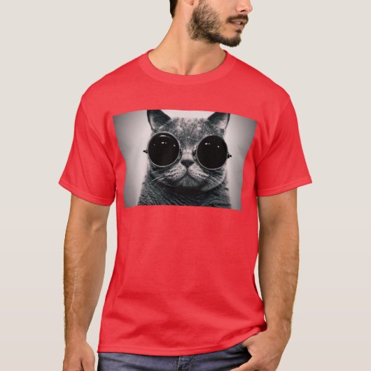 T-shirt chat frais en verre de steampunk (Devant)