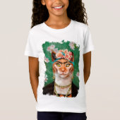 T-Shirt chat Frida avec des fleurs (Devant)