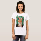 T-shirt chat Frida avec des fleurs (Devant entier)