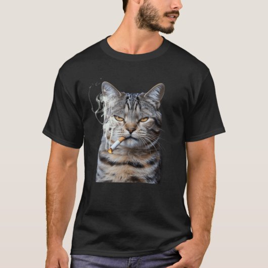 T-shirt Chat fumant cigarette Kitty Meme Génération Z Anim (Devant)