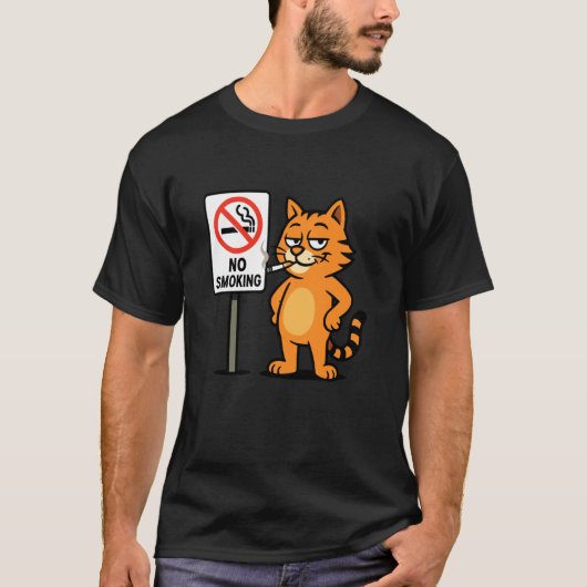 T-shirt Chat fumant cigarette T (Devant)