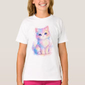 T-shirt chat galaxie pastel mignon (Devant)