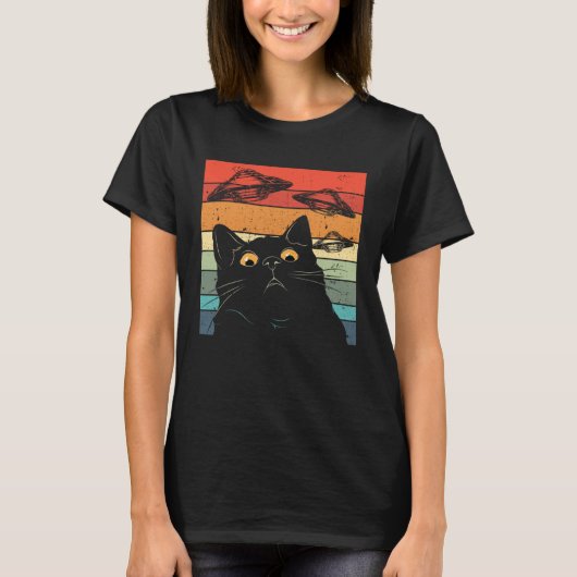T-shirt Chat Galaxy Chat Alien Chat OVNI (Devant)