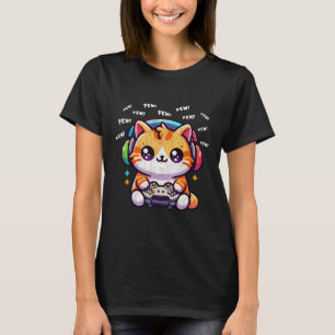 T-shirt Chat Gamer Pew Drôle Jeux Vidéo Vintage Garçons Ho