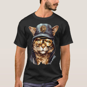 T-shirt Chat Gangster Hip Hop Portant Lunettes de Soleil