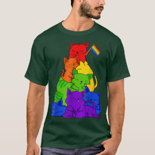 T-shirt Chat gay pride LGBT Kawaii Chats Pile mignonne Ani