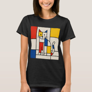 T-shirt Chat géométrique de style Mondrian Art abstrait Po
