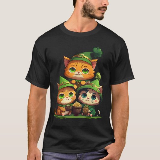 T-shirt Chat Gnomes Fête de la Saint-Patrick Chat (Devant)