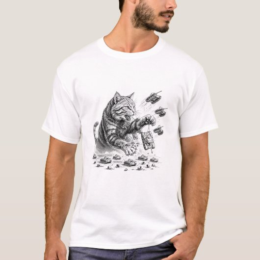 T-shirt Chat Godzilla - Commandant de char (Devant)