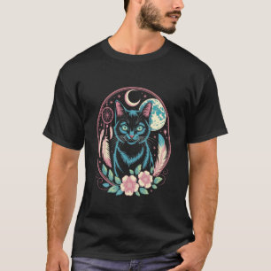 T-shirt chat gothique phases lunaires Attrape-rêves cottag