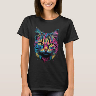 T-shirt Chat graphique arc-en-ciel coloré - Chat galaxie -
