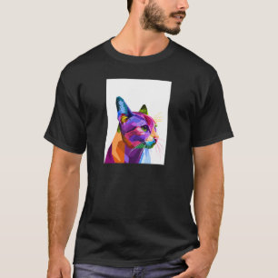 T-shirt Chat graphique faune abstrait géométrique coloré