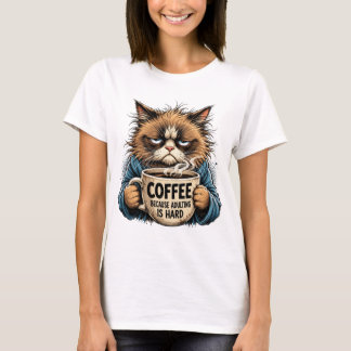 T-shirt Chat grincheux drôle Café Parce que être adulte es
