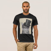 T-shirt Chat gris avec chapeau supérieur (Devant entier)