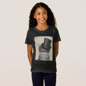 T-Shirt Chat gris avec chapeau supérieur (Devant entier)