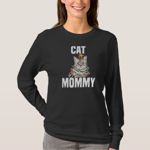 T-shirt Chat gris mignon avec lumières fées Crazy Cat Mom