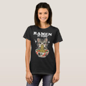 T-shirt Chat Gris Mignon Mangeant des Ramen – Ramen Be Hap (Devant entier)