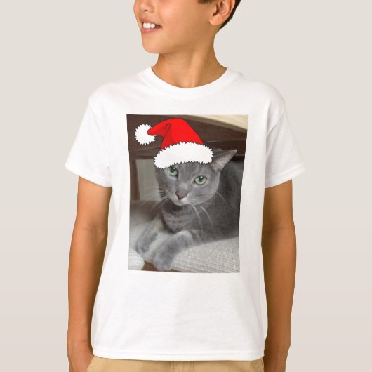 T-shirt Chat gris russe de Noël (Devant)