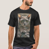 T-shirt chat gris vert (Devant)