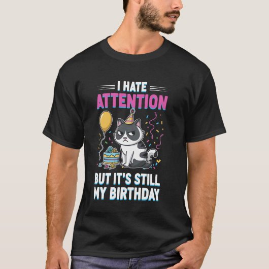 T-shirt Chat grumpy d'anniversaire avec texte (Devant)