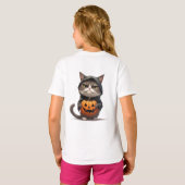 T-shirt Chat Grumpy Dans Un Costume De Sorcière Citrouille (Dos entier)