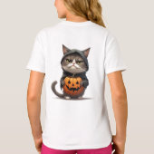 T-shirt Chat Grumpy Dans Un Costume De Sorcière Citrouille (Dos)