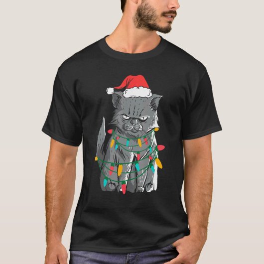 T-shirt Chat Grumpy de Noël Costume de pull moche (Devant)