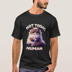 T-shirt Chat Grumpy "Pas Aujourd'Hui, Humain" Drôle T-shir