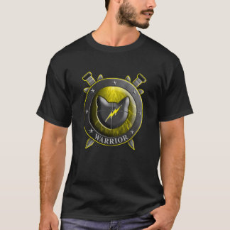 T-shirt Chat Guerrier Bouclier Épées Tonnerre Pour