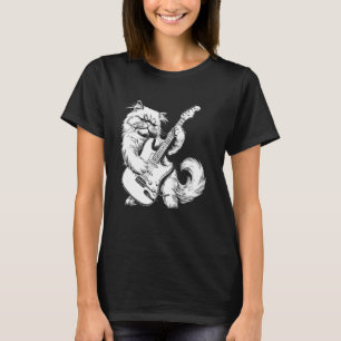 T-shirt Chat Guitariste Guitare - Papa Maman Persan