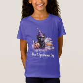 T-Shirt Chat Halloween avec livres (Devant)