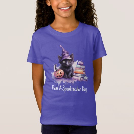 T-Shirt Chat Halloween avec livres (Devant)
